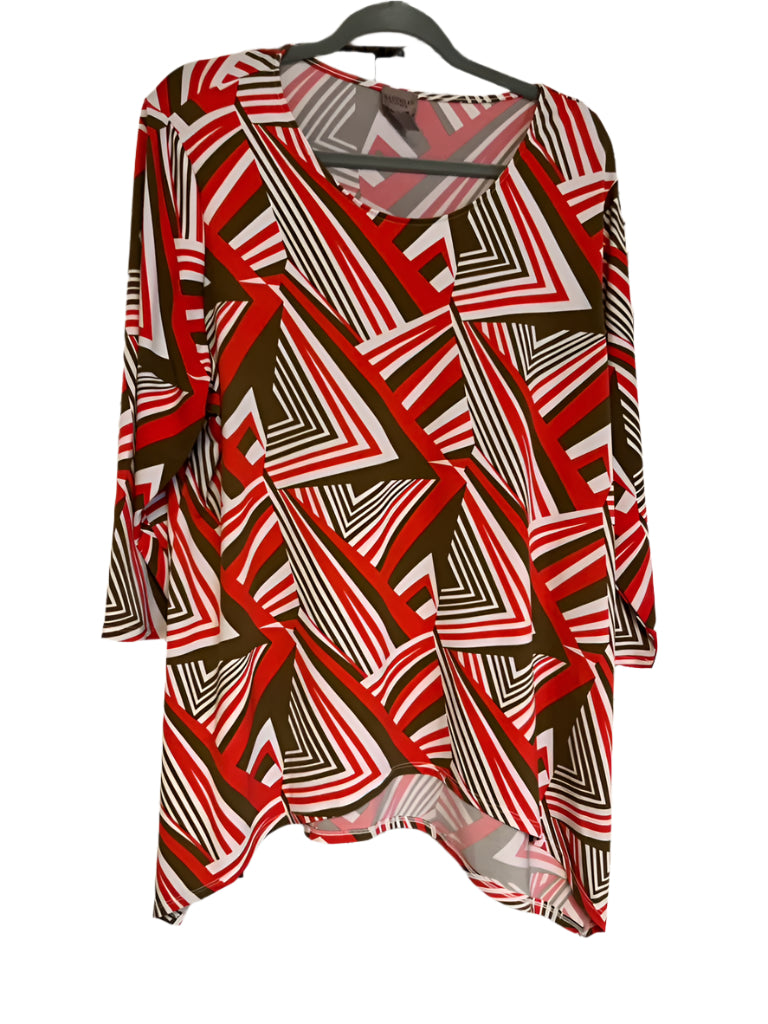 EASYWEAR by CHICOS Vibrant Multicolored geometrical design blouse Size- 3X
