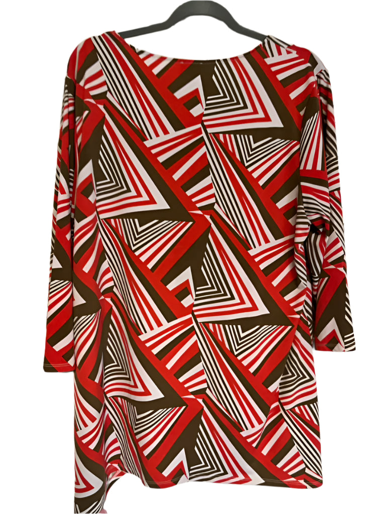 EASYWEAR by CHICOS Vibrant Multicolored geometrical design blouse Size- 3X