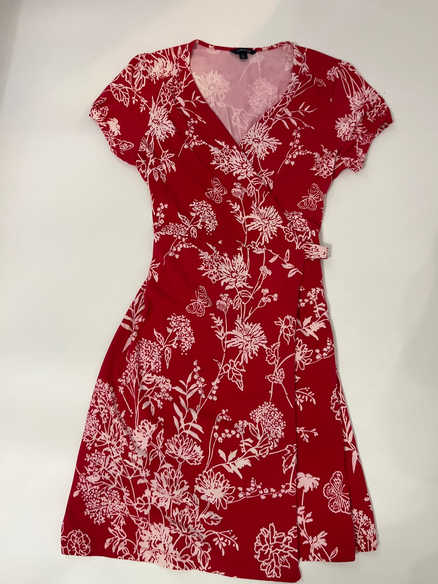 LANDS' END red & white tie back dress Size- 14-16