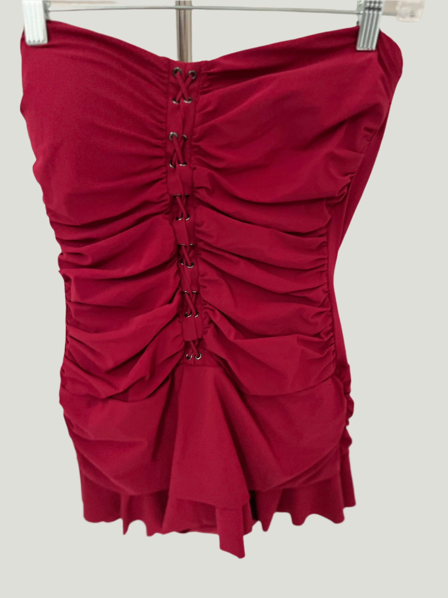PROFILE Burgandy lace up front one piece swim suit Size- M