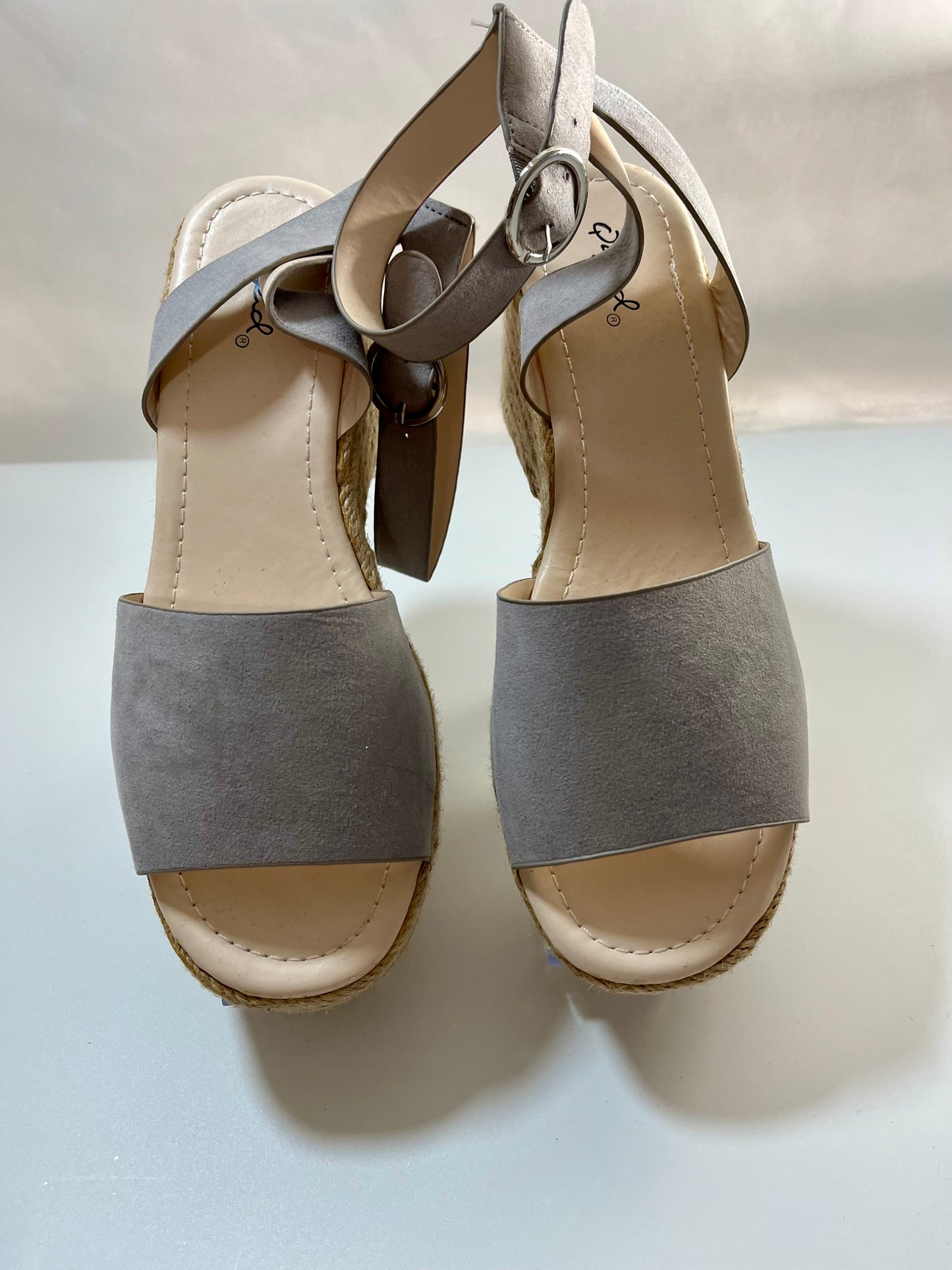 Grey wedge open heel and toe sandel Size-8
