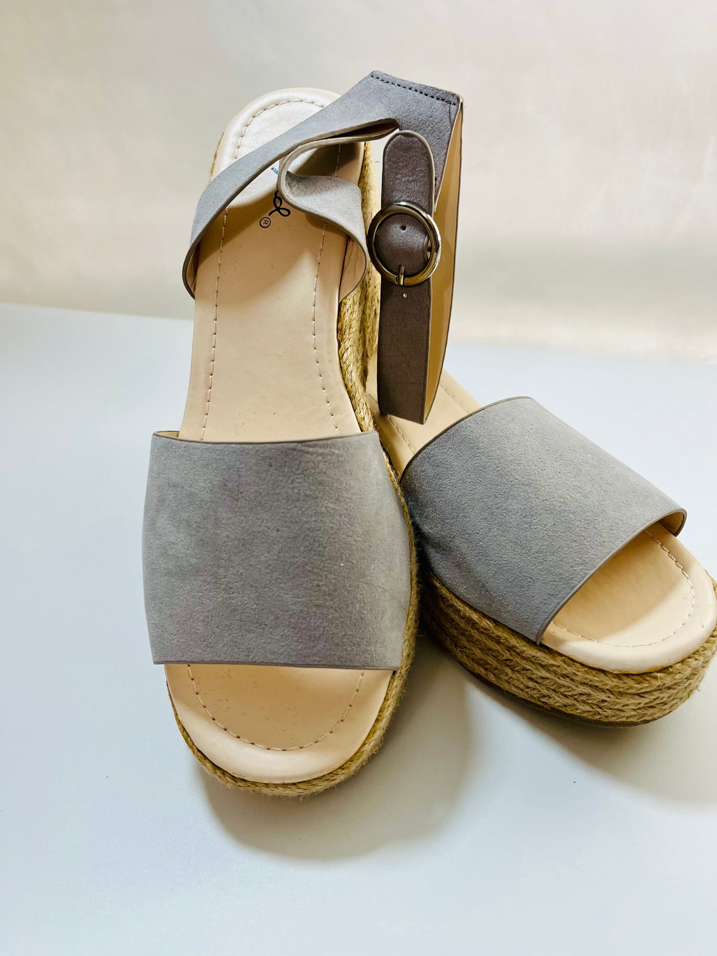 Grey wedge open heel and toe sandel Size-8