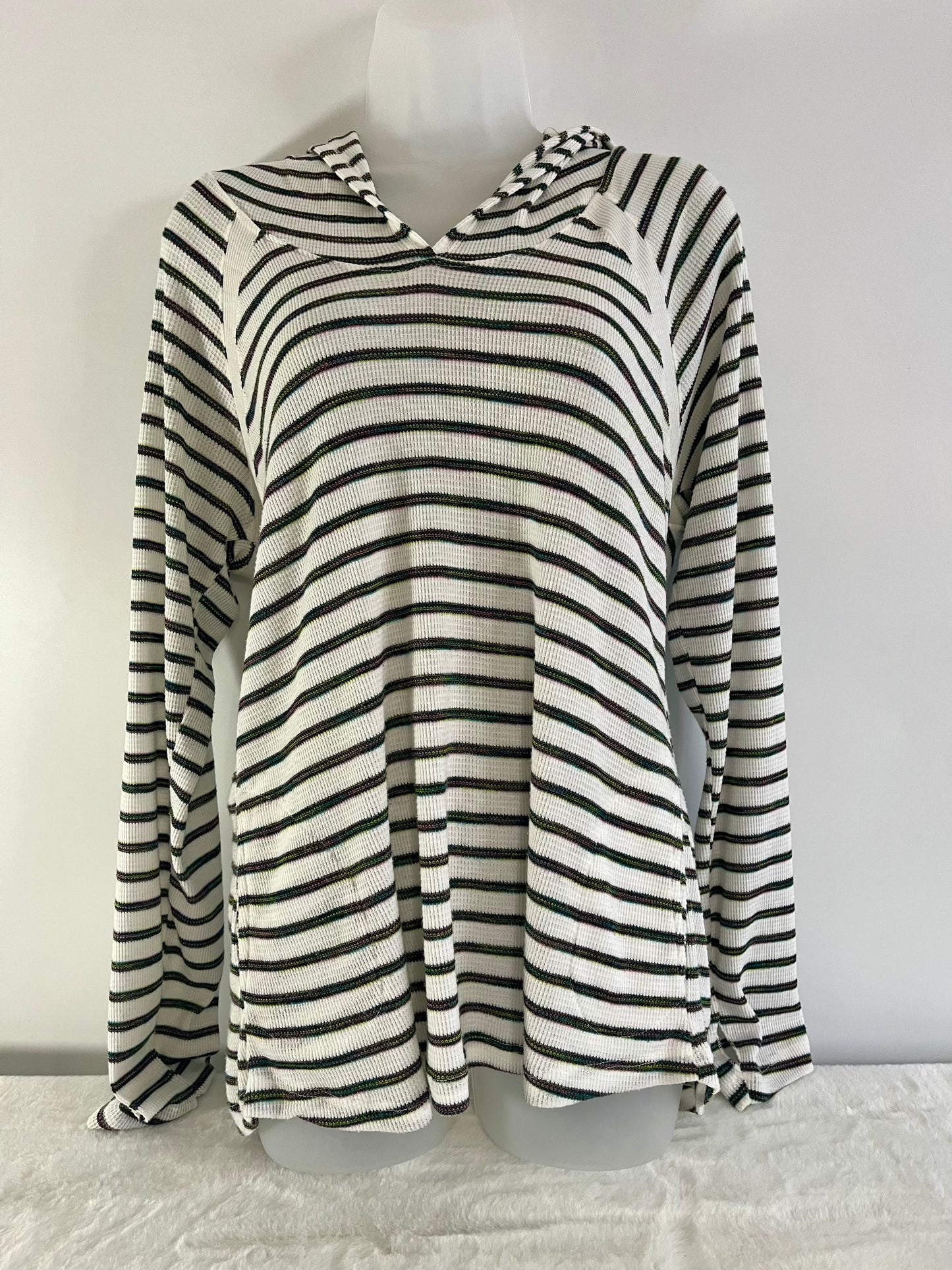 Proof Black and gree stripped hooded top Size- L