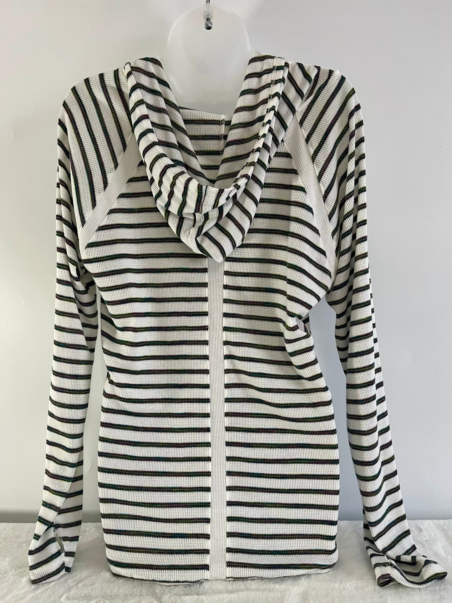 Proof Black and gree stripped hooded top Size- L