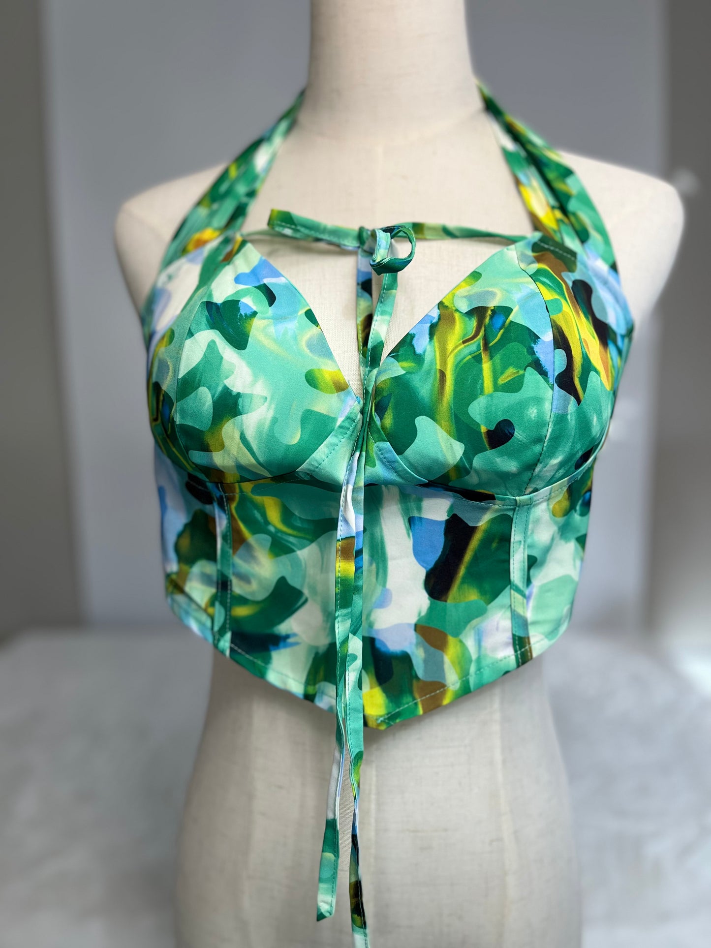 REHAB LAB Green floral Halter top Size- M