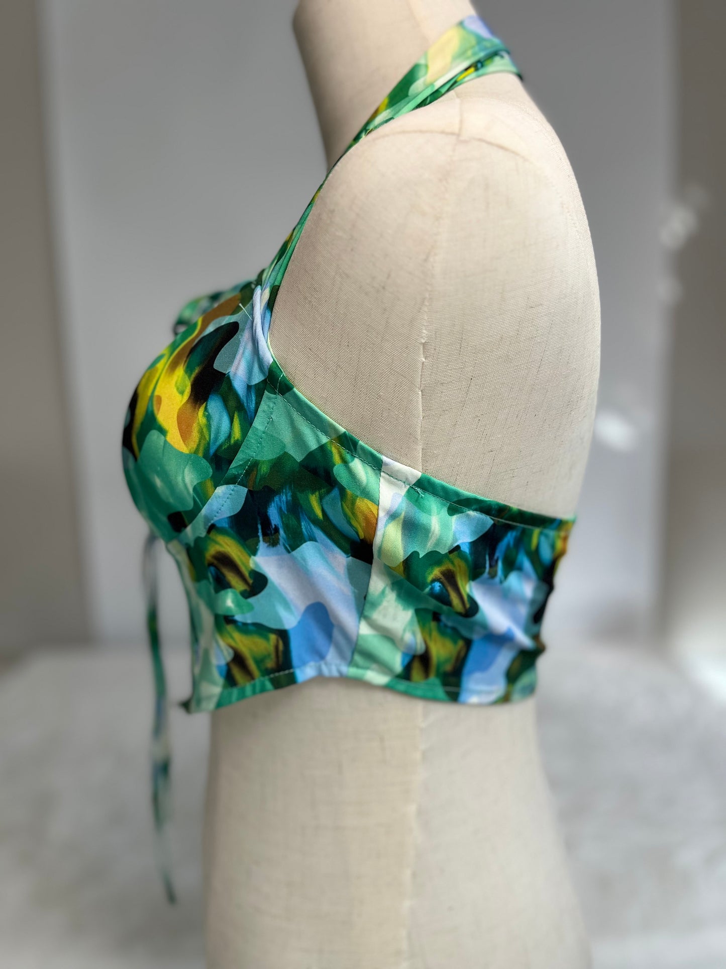 REHAB LAB Green floral Halter top Size- M