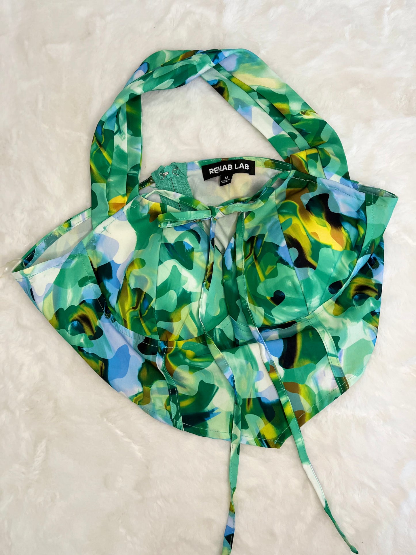 REHAB LAB Green floral Halter top Size- M