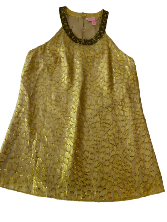 Lilly Pulitzer Metallic and Polyester Gold Sequin shimmery beaded halter top Size -XXS