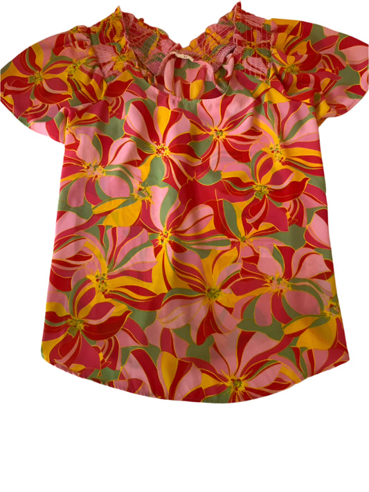 PLEIONE Floral Multicolored Polysester  top Size -S