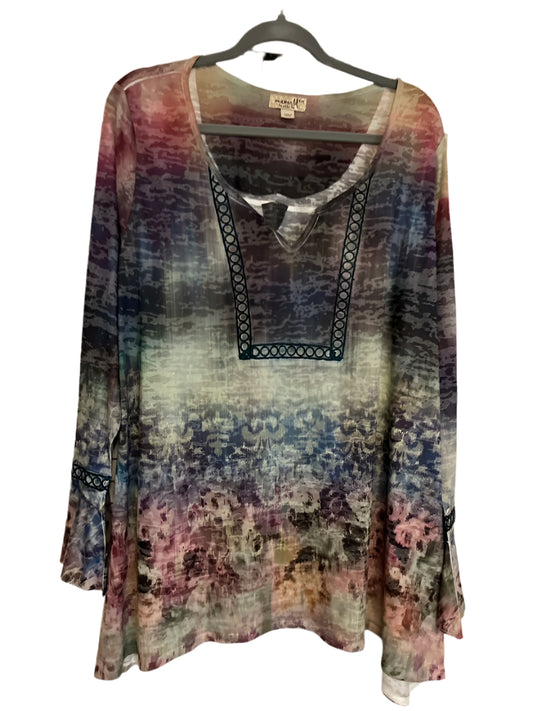 ONE WORLD Multicolored embroidered neckline blouse  Size- XXL