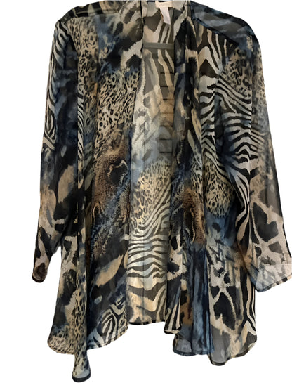 CHICOS Animal print Blue cover up Size- 3X