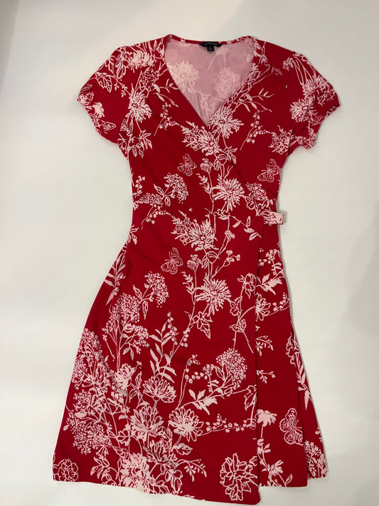 LANDS' END red & white tie back dress Size- 14-16