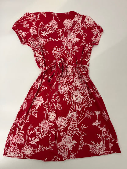 LANDS' END red & white tie back dress Size- 14-16