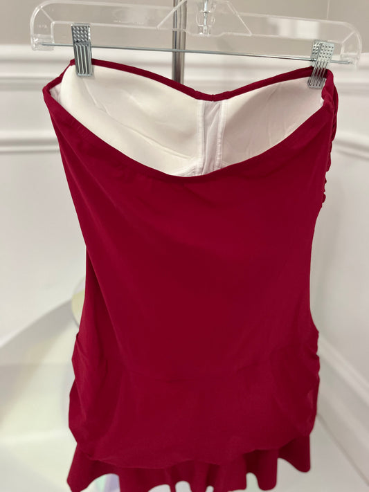 PROFILE  Burgandy lace up front one piece swim suit Size- M
