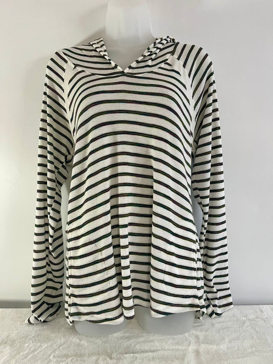 Proof Black and gree  stripped hooded top Size- L