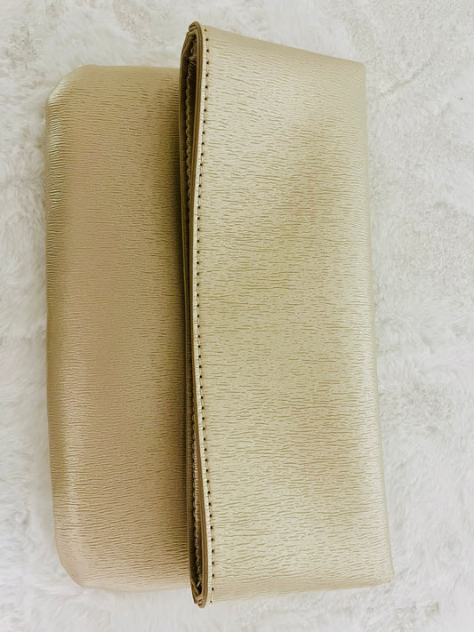 Neiman Marcus beige clutch bag
