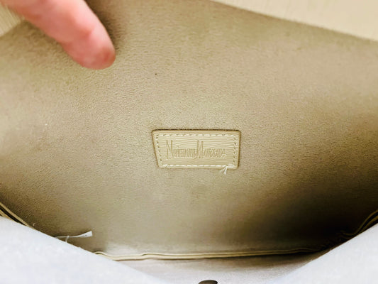 Neiman Marcus beige clutch bag