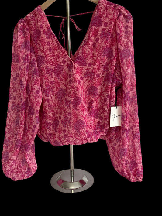 JAPNA Pink flora blouse  Size - L (new with tags)