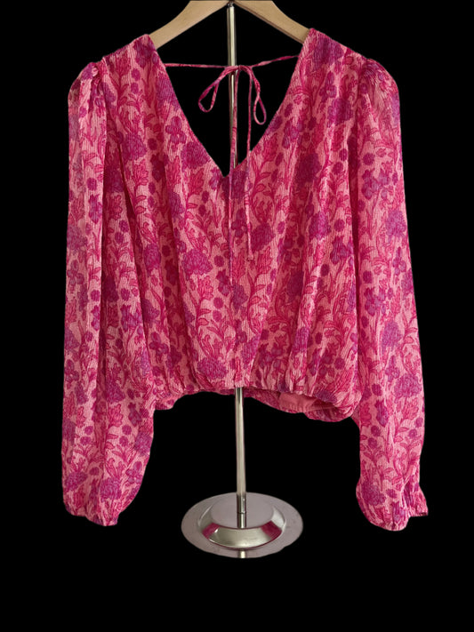 JAPNA Pink flora blouse  Size - L (new with tags)