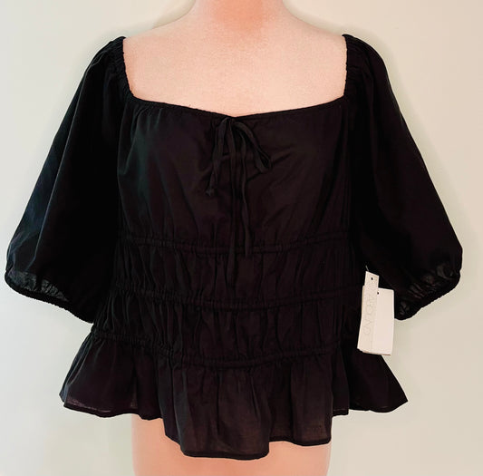 ABOUND Black puff sleeves blouse Size -1X (new with tags)
