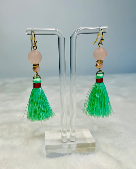 Costume  Jewelry- green tassle earrings