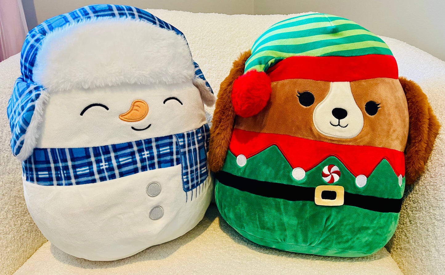 15" Darcey the Dog Elf  & 15" Manny Snowman - Christmas Squishmallow bundle (Preloved)