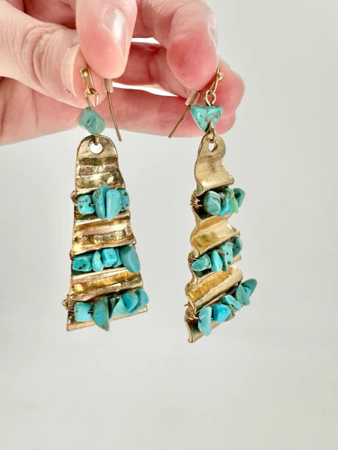 Costume Jewelry -Turquoise long hanging  earrings